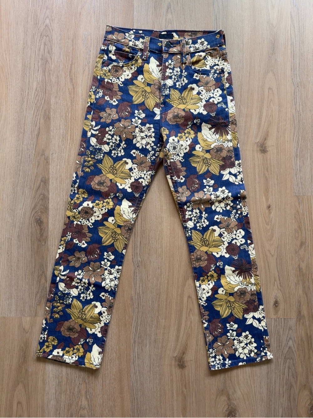 MOTHER High Waisted Rider Ankle Buncha Blooms Floral Jeans